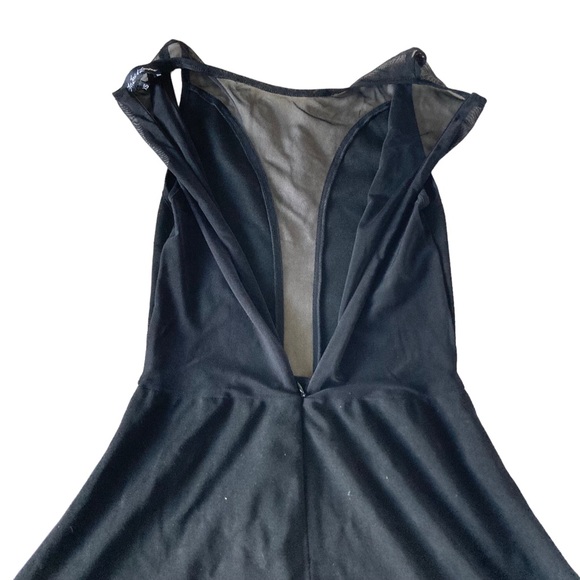 For Love and Lemons Lulu Skater Dress Black Plunge Sleevless Mesh Back Size XS - Picture 5 of 7